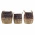 Set de Coșuri DKD Home Decor Natural Liliachiu Iarbă de mare Tropical 39 x 39 x 41 cm 3 Piese