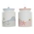 Staniu DKD Home Decor Dolomite Albastru Multicolor Roz deschis Mediterană 15 x 15 x 22 cm (2 Unități)