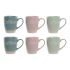 Cană tip Halbă DKD Home Decor Multicolor Albastru Roz Lemn de cauciuc Verde Gresie 160 ml (3 Unități) (7 pcs)