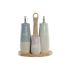 Set pentru asezonat DKD Home Decor 19 x 16 x 22,5 cm Albastru Roz Lemn de cauciuc Verde Gresie