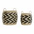 Set de Coșuri DKD Home Decor Negru Maro Deschis Fibră naturală Boho 30 x 30 x 30 cm 2 Piese (2 Unități)