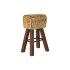 Taburet DKD Home Decor Negru Lemn Maro Piele (43 x 35 x 75 cm)