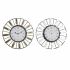Ceas de Perete DKD Home Decor 40 x 6,4 x 40 cm Geam Argintiu Auriu* Fier (2 Unități)