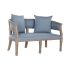 Canapea DKD Home Decor Albastru Lin Lemn de cauciuc (122 x 69 x 72 cm)