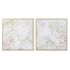 Tablou DKD Home Decor 80 x 4 x 80 cm Květiny Shabby Chic (2 Unități)