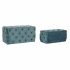 Banchetă DKD Home Decor   Albastru Poliester Кадифе Lemn MDF (88 x 53 x 48 cm)