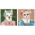 Tablou DKD Home Decor 90 x 3,7 x 90 cm Câine Modern (2 Unități)
