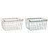 Coș din Sârmă DKD Home Decor Verde Bej Metal Pin Vintage 30,5 x 20 x 14,5 cm (2 Unități)