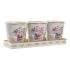 Set de ghivece DKD Home Decor Bej Roz PVC Aluminiu Shabby Chic 38 x 12 x 14 cm (3 Piese)