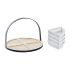 Set de Aperitiv DKD Home Decor Alb/Negru Metal Bambus Gresie Loft 4 Piese 21,5 x 21,5 x 14 cm