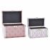 Set de Cutii Decorative DKD Home Decor Pânză Lemn Portocaliu Alb 24 x 18 x 19 cm (2 Unități)