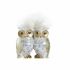 Figură Decorativă DKD Home Decor Alb Auriu* Bufnițe 10 x 8 x 7 cm