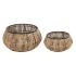 Set de ghivece DKD Home Decor Negru Natural Metal Ratan Pătrat Bali 50 x 50 x 25,4 cm (2 Unități)