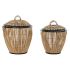 Set de Coșuri DKD Home Decor Negru Natural Metal Ratan 48 x 48 x 55 cm (2 Unități)