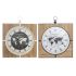 Ceas de Perete DKD Home Decor Negru Alb Fier Vintage 60 x 4,5 x 60 cm Lemn MDF Harta Lumii (2 Unități)
