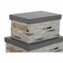 Set de cutii de depozitare, cu posibilitate de stivuire DKD Home Decor Maro Gri Portocaliu 40 x 30 x 20 cm