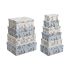 Set de cutii de depozitare, cu posibilitate de stivuire DKD Home Decor Albastru Alb Květiny Carton (43,5 x 33,5 x 15,5 cm)