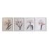 Tablou DKD Home Decor Geam Mesteacăn 55 x 70 x 2,5 cm 55 x 2,5 x 70 cm Květiny (4 Piese)