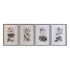 Tablou DKD Home Decor Brad Geam 50 x 65 x 2,5 cm 50 x 2,5 x 65 cm 50 x 2,5 x 70 cm Květiny (4 Piese)