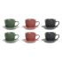 Set de 6 Căni cu Farfurie DKD Home Decor Verde Roz Gri închis Gresie 150 ml 16 x 17 x 35 cm