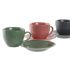Set de 6 Căni cu Farfurie DKD Home Decor Verde Roz Gri închis Gresie 150 ml 16 x 17 x 35 cm
