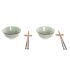 Set de Sushi DKD Home Decor 30 x 21 x 7 cm Verde Albastru celest Gresie Oriental (6 Piese)