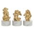 Figură Decorativă DKD Home Decor Alb Auriu* Tropical Maimuțe 10,5 x 10,5 x 18,5 cm (3 Piese)