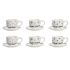 Set de Cești cu Farfurii DKD Home Decor Albastru Alb Metal Dolomite 180 ml 20 x 18 x 20 cm