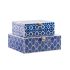 Casetă de Bijuterii DKD Home Decor Albastru Bleumarin Lemn 24 x 20 x 8 cm (2 Unități)
