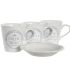 Set de Cești cu Farfurii DKD Home Decor Alb Metal Gresie 180 ml 12 x 12 x 2 cm