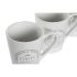 Set de Cești cu Farfurii DKD Home Decor Alb Metal Gresie 300 ml 14 x 14 x 31 cm 12,5 x 9,5 x 10,5 cm (5 Piese)