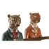 Figură Decorativă DKD Home Decor 17,5 x 13,5 x 26 cm Albastru Auriu* Maro Leopard Colonial (2 Unități)