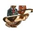 Figură Decorativă DKD Home Decor 17,5 x 13,5 x 26 cm Albastru Auriu* Maro Leopard Colonial (2 Unități)