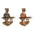Figură Decorativă DKD Home Decor 17,5 x 13,5 x 26 cm Albastru Auriu* Maro Leopard Colonial (2 Unități)