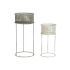 Set de jardiniere DKD Home Decor 33 x 33 x 70 cm Gri Metal Alb Vintage