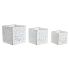 Set de jardiniere DKD Home Decor Frunze Auriu* Metal 15 x 15 x 15 cm Alb Tropical Frunza a unei plante