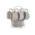 Set de Căni de Cafea DKD Home Decor Albastru Alb Verde Liliachiu Metal Dolomite 180 ml