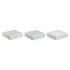 Cutie pentru infuzii DKD Home Decor Albastru Alb Verde Liliachiu Metal Geam Lemn MDF (3 Unități)