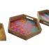 Tavă DKD Home Decor Multicolor Natural Lemn MDF 35 x 35 x 5 cm (4 Unități)