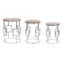 Set de 3 mese Home ESPRIT Maro Argintiu Natural Oțel Lemn de mango 49,5 x 49,5 x 62 cm