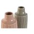 Vază Home ESPRIT Roz Gri deschis Porțelan 16 x 16 x 38 cm (2 Unități)