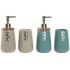 Set de Baie Home ESPRIT Bej Turquoise Bambus ABS Dolomite 9 x 8,5 x 19 cm (2 Unități)