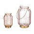 Lanternă LED Dungi Roz Auriu* Sticlă 13,5 x 22 x 13,5 cm (6 Unități)