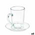 Cană cu Farfurie Vivalto 41089 Transparent Sticlă 200 ml (6 Unități)